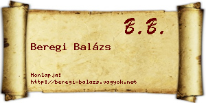 Beregi Balázs névjegykártya